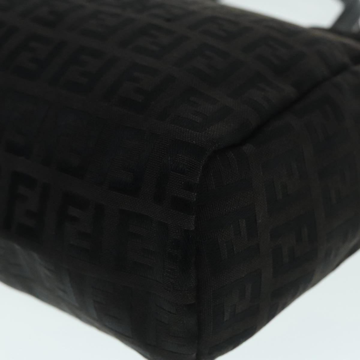 FENDI Zucchino Canvas Hand Bag Silver Black yk15013