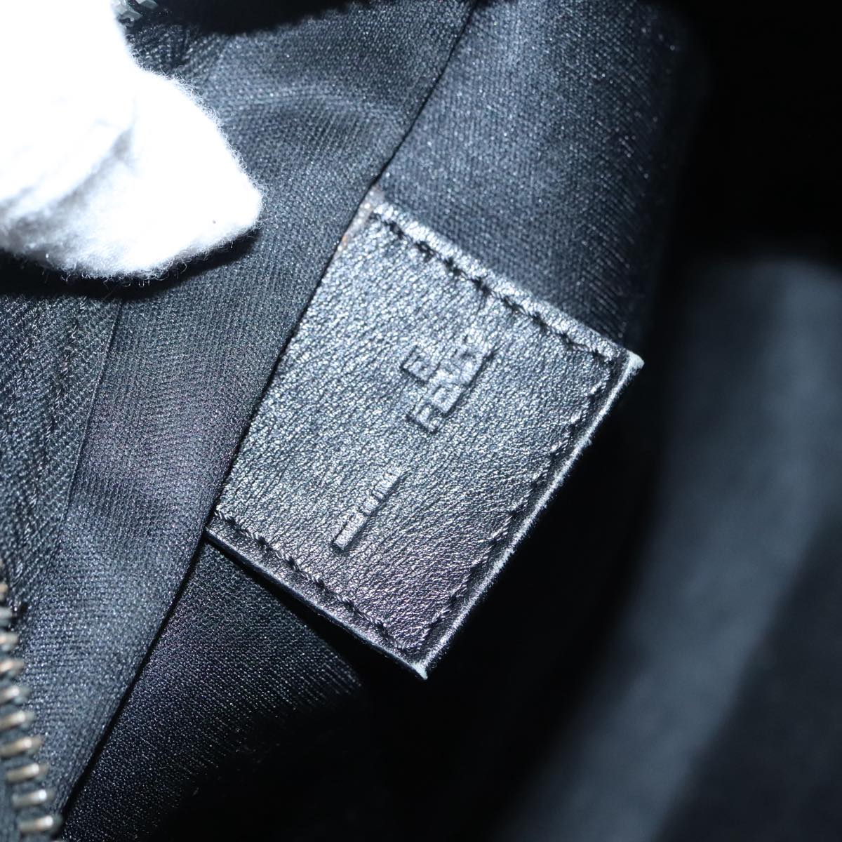 FENDI Zucchino Canvas Hand Bag Silver Black yk15013