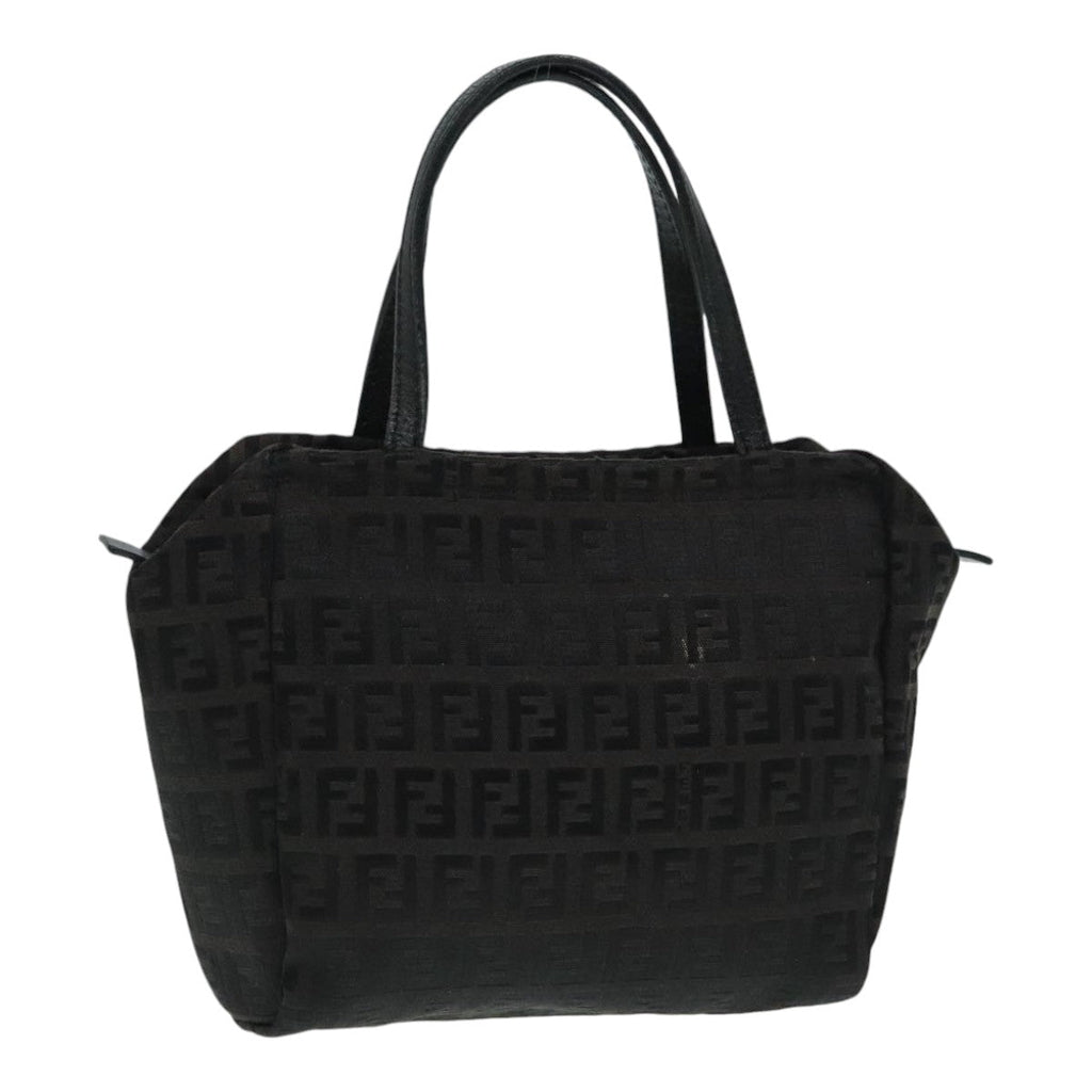 FENDI Zucchino Canvas Hand Bag Silver Black yk15013