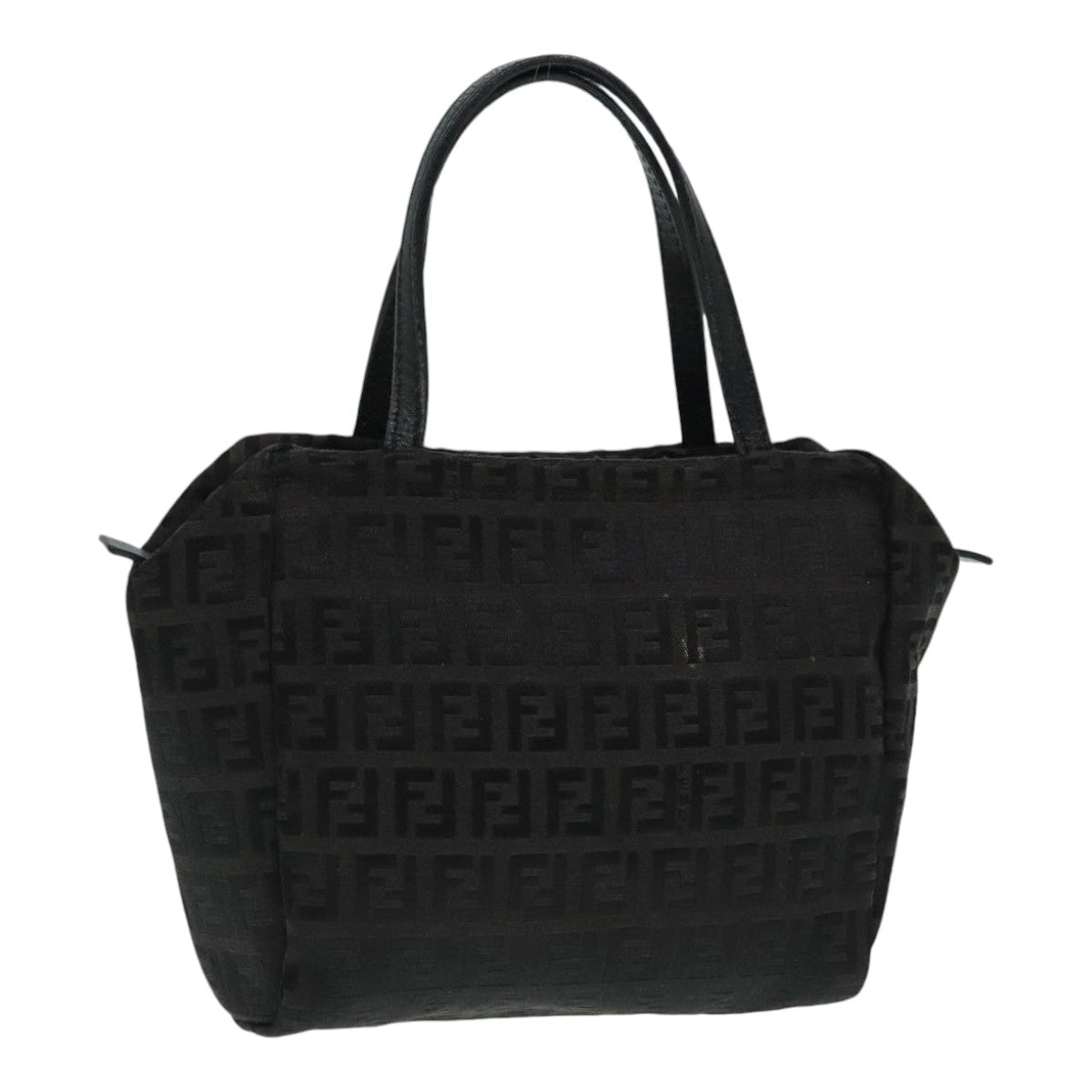 FENDI Zucchino Canvas Hand Bag Silver Black yk15013