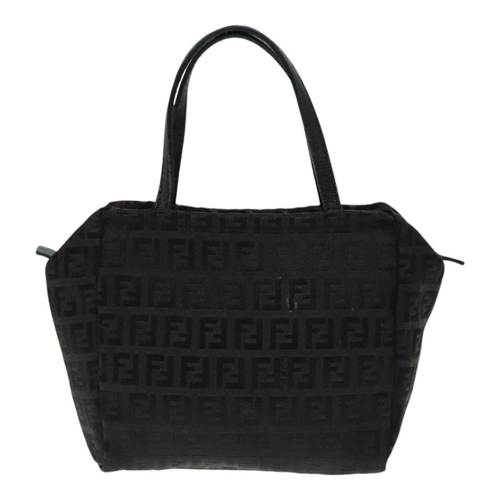 FENDI Zucchino Canvas Hand Bag Silver Black yk15013