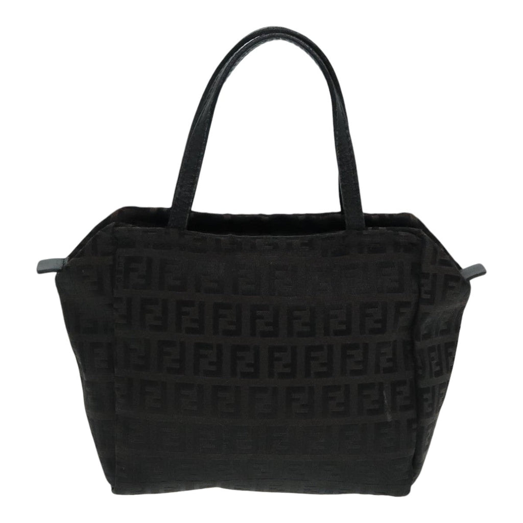 FENDI Zucchino Canvas Hand Bag Silver Black yk15013