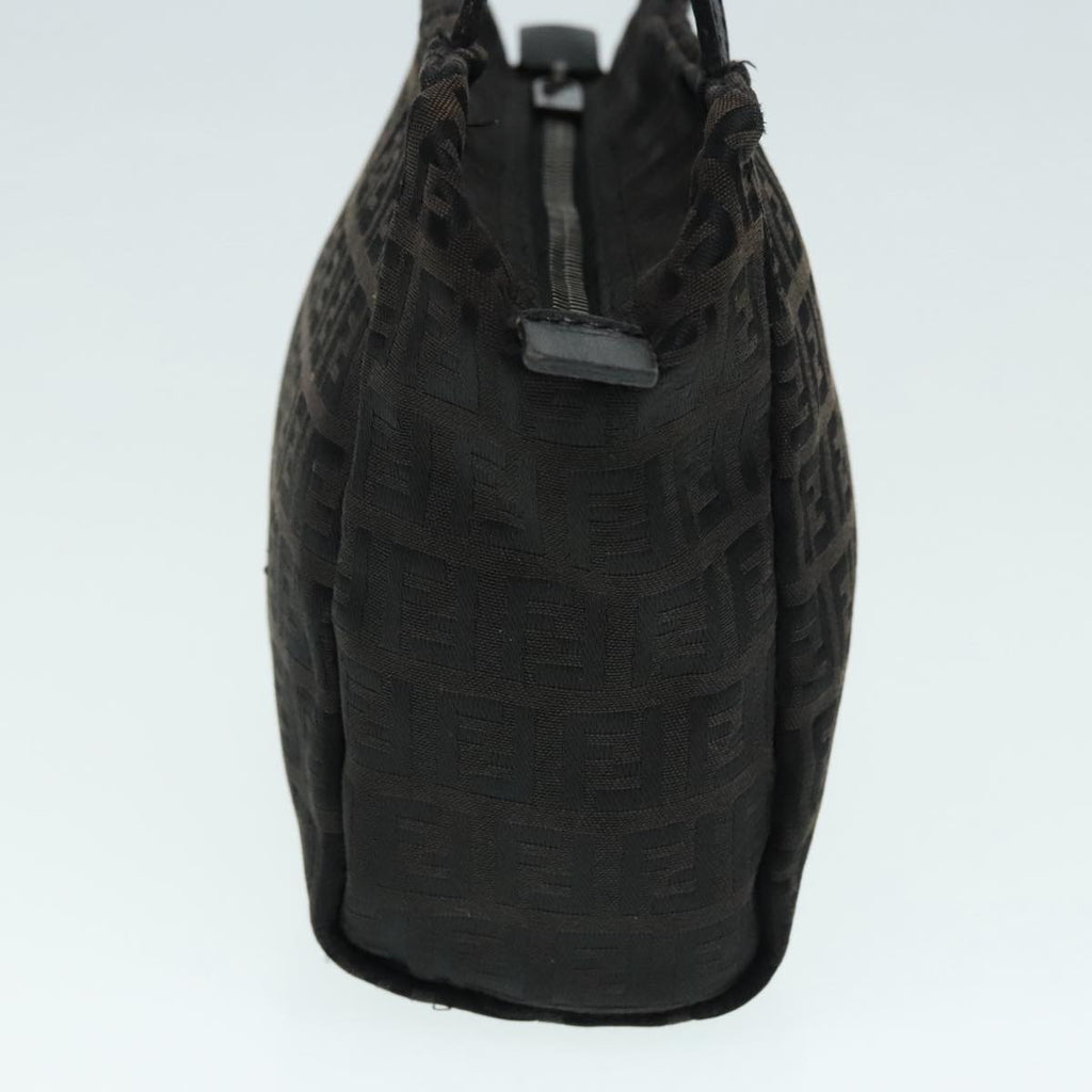 FENDI Zucchino Canvas Hand Bag Silver Black yk15013