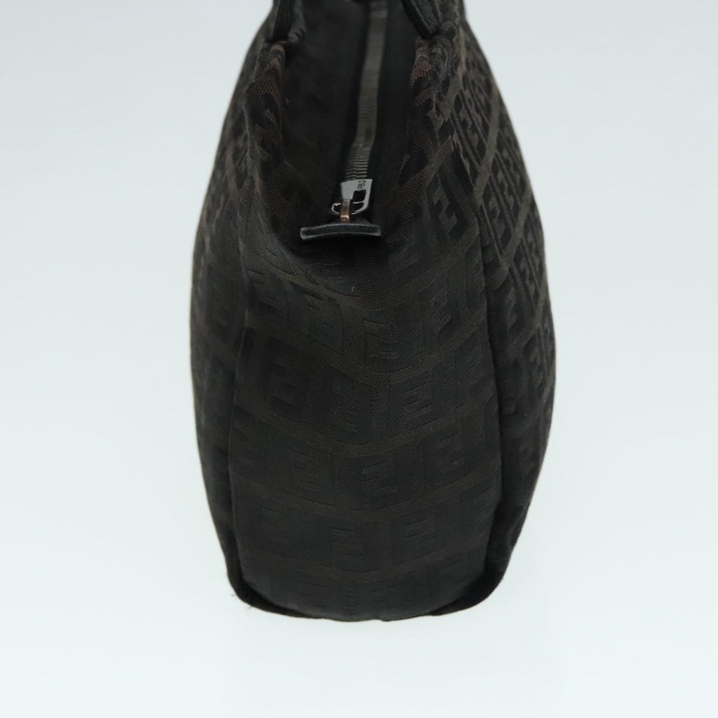 FENDI Zucchino Canvas Hand Bag Silver Black yk15013