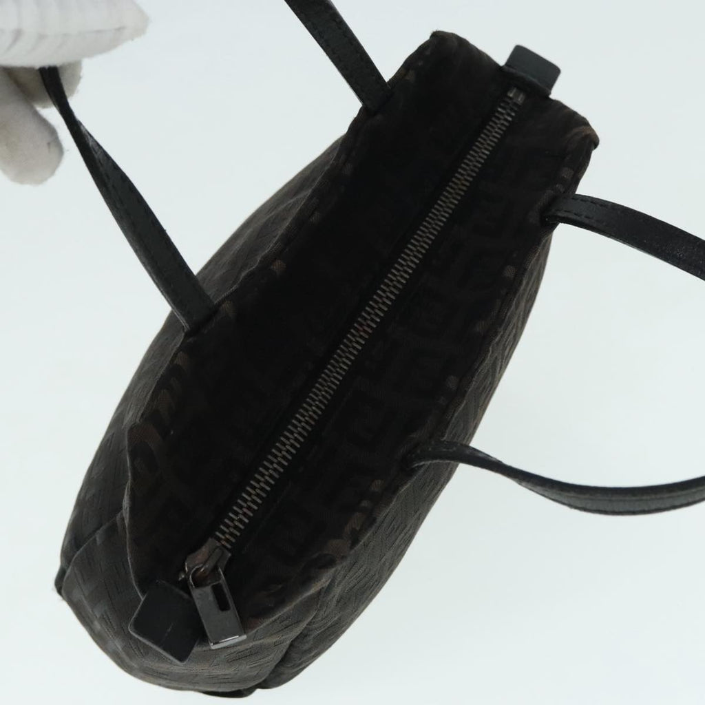 FENDI Zucchino Canvas Hand Bag Silver Black yk15013