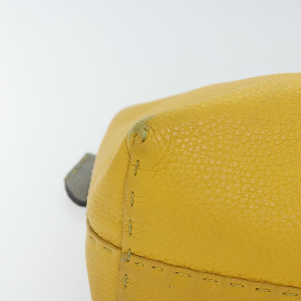 FENDI Celeria Tote Bag Leather Yellow Silver yk15014