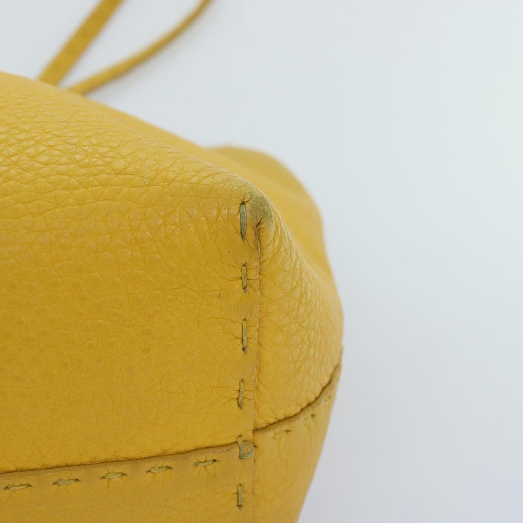 FENDI Celeria Tote Bag Leather Yellow Silver yk15014