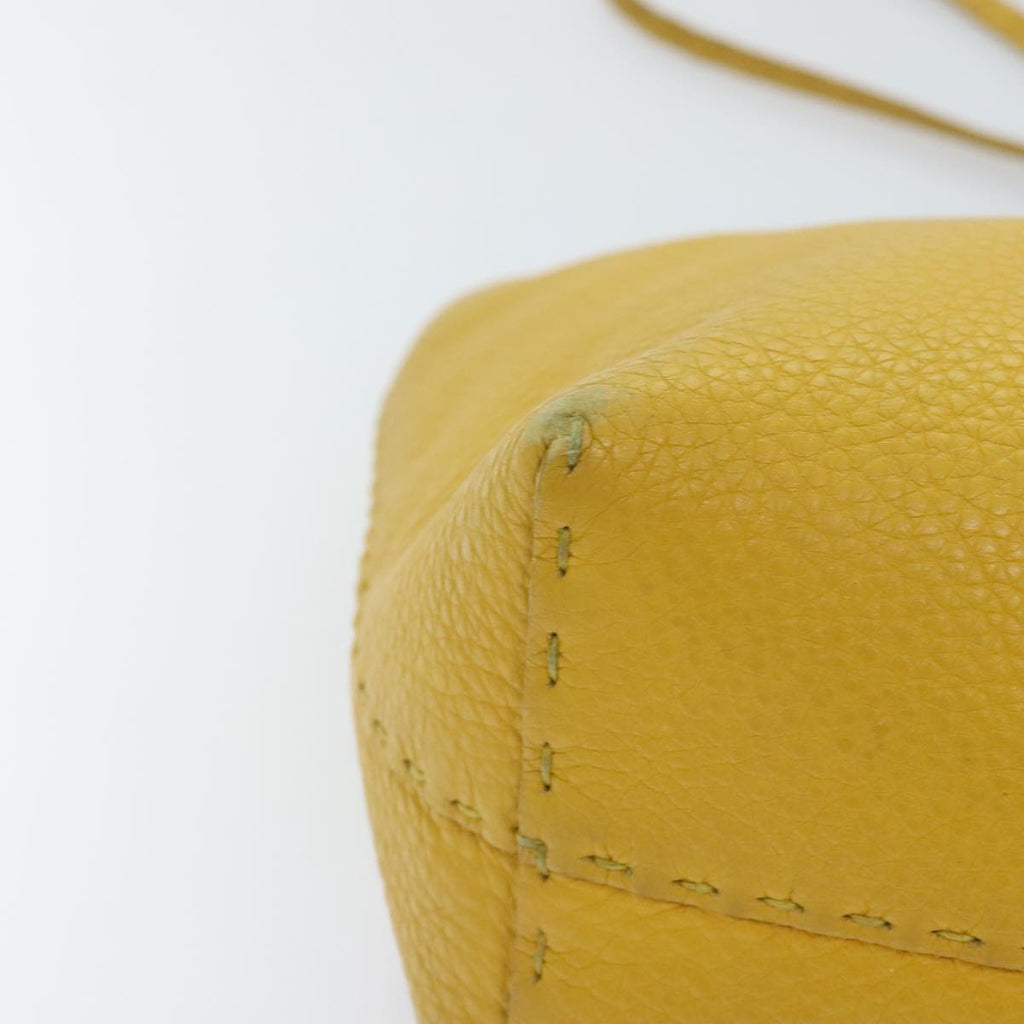 FENDI Celeria Tote Bag Leather Yellow Silver yk15014
