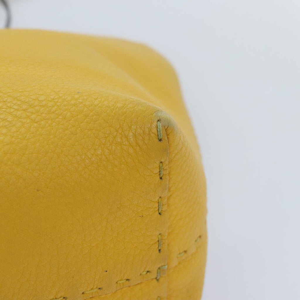 FENDI Celeria Tote Bag Leather Yellow Silver yk15014