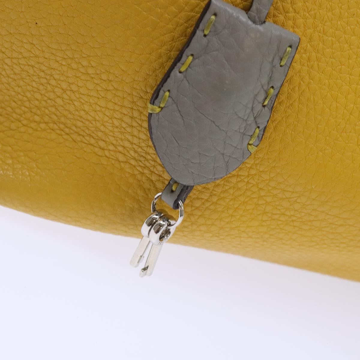 FENDI Celeria Tote Bag Leather Yellow Silver yk15014