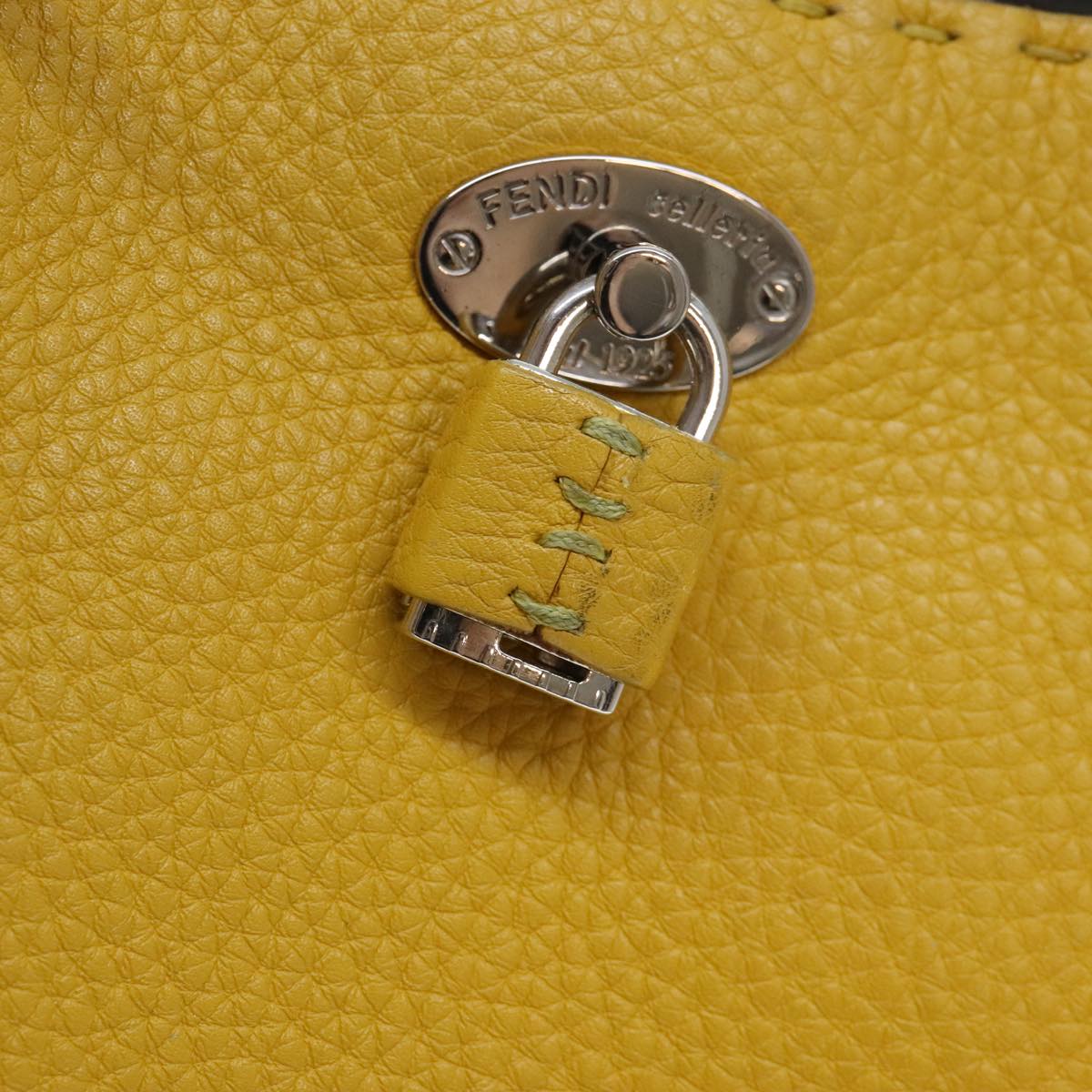 FENDI Celeria Tote Bag Leather Yellow Silver yk15014