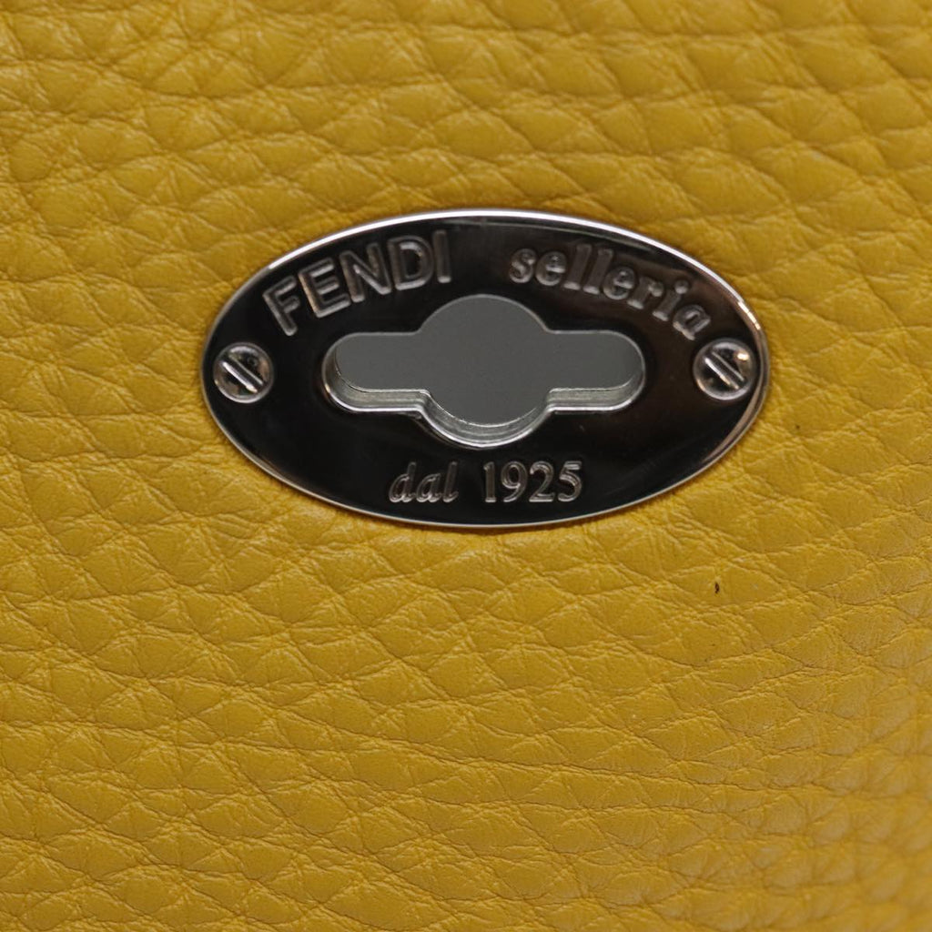 FENDI Celeria Tote Bag Leather Yellow Silver yk15014