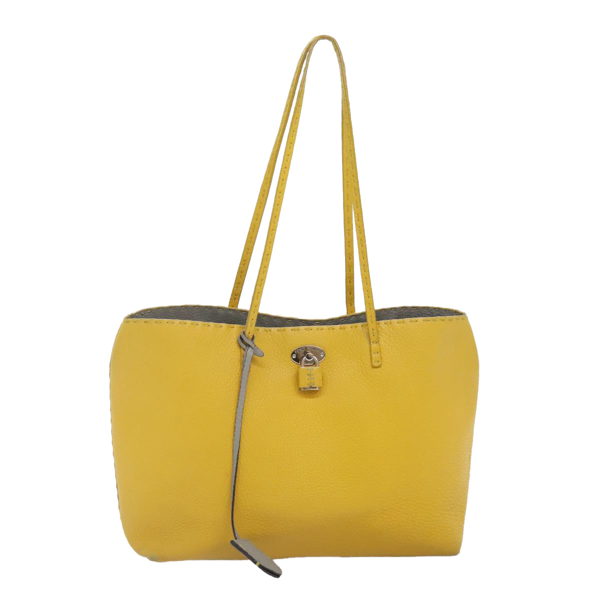 FENDI Celeria Tote Bag Leather Yellow Silver yk15014