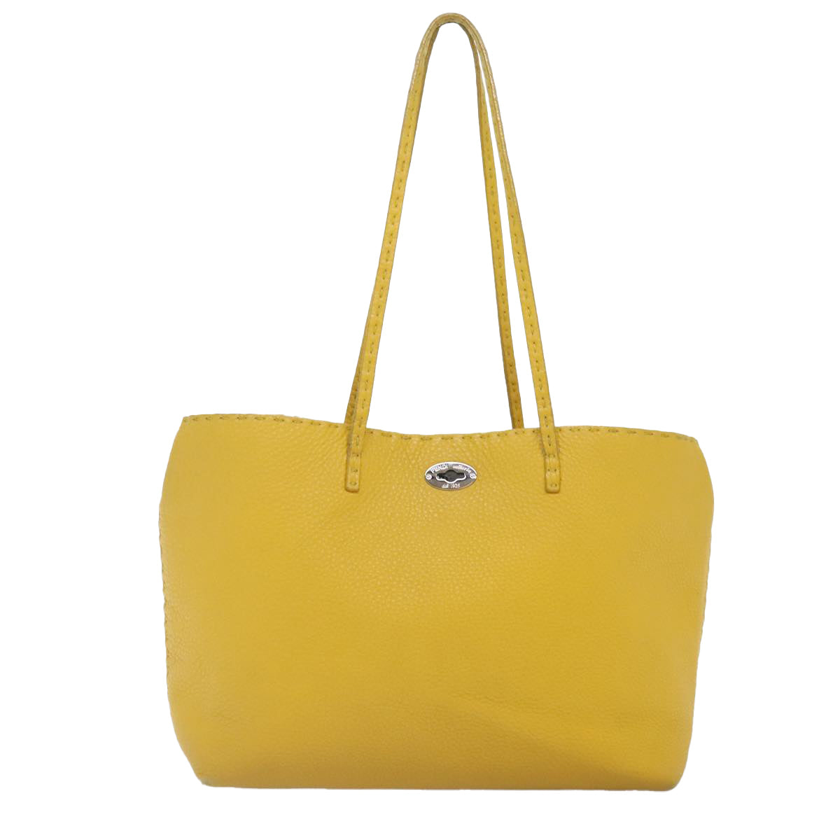 FENDI Celeria Tote Bag Leather Yellow Silver yk15014