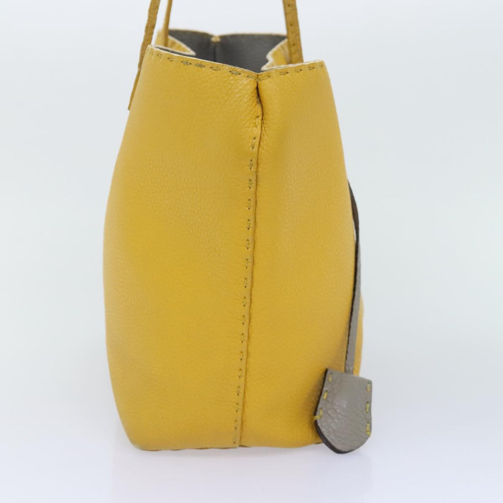 FENDI Celeria Tote Bag Leather Yellow Silver yk15014