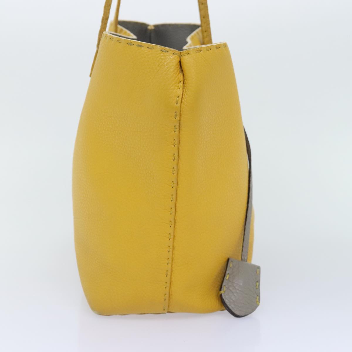FENDI Celeria Tote Bag Leather Yellow Silver yk15014