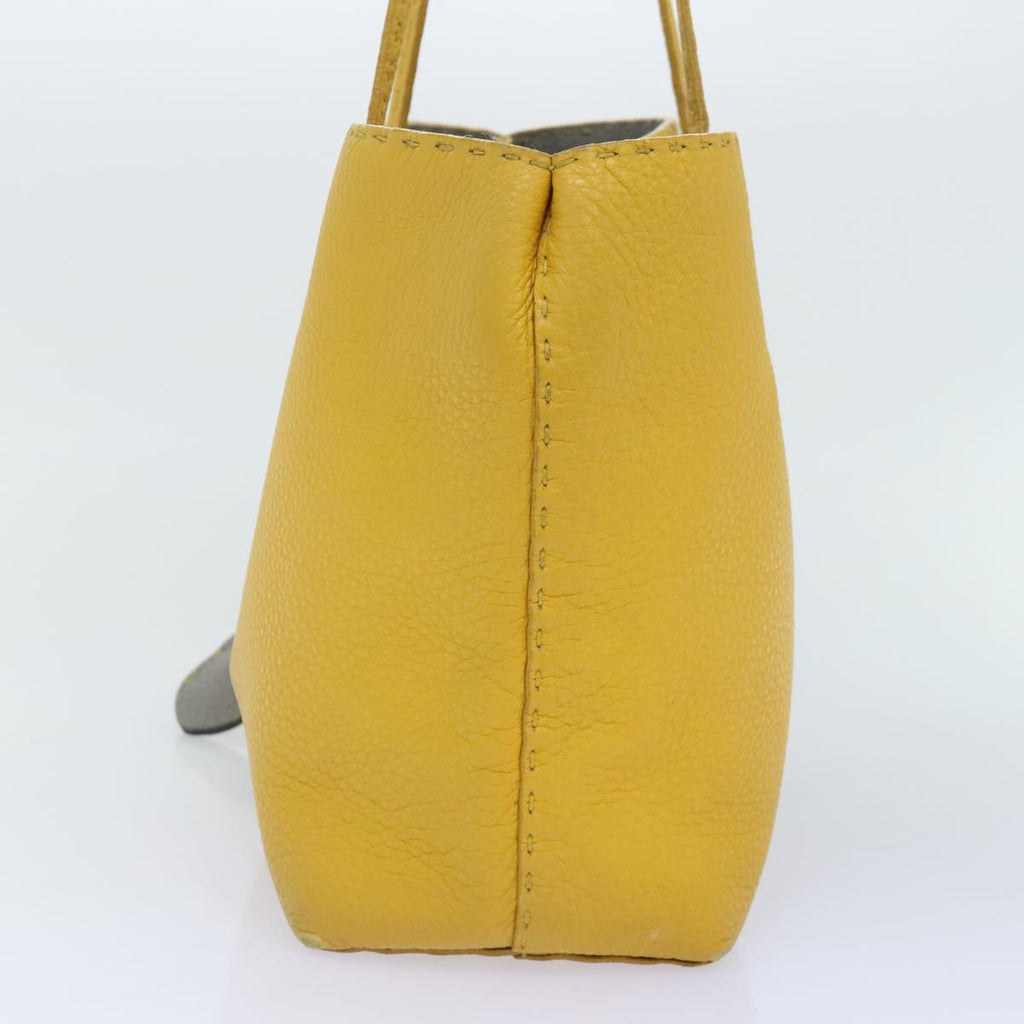 FENDI Celeria Tote Bag Leather Yellow Silver yk15014