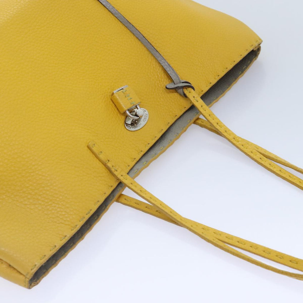 FENDI Celeria Tote Bag Leather Yellow Silver yk15014