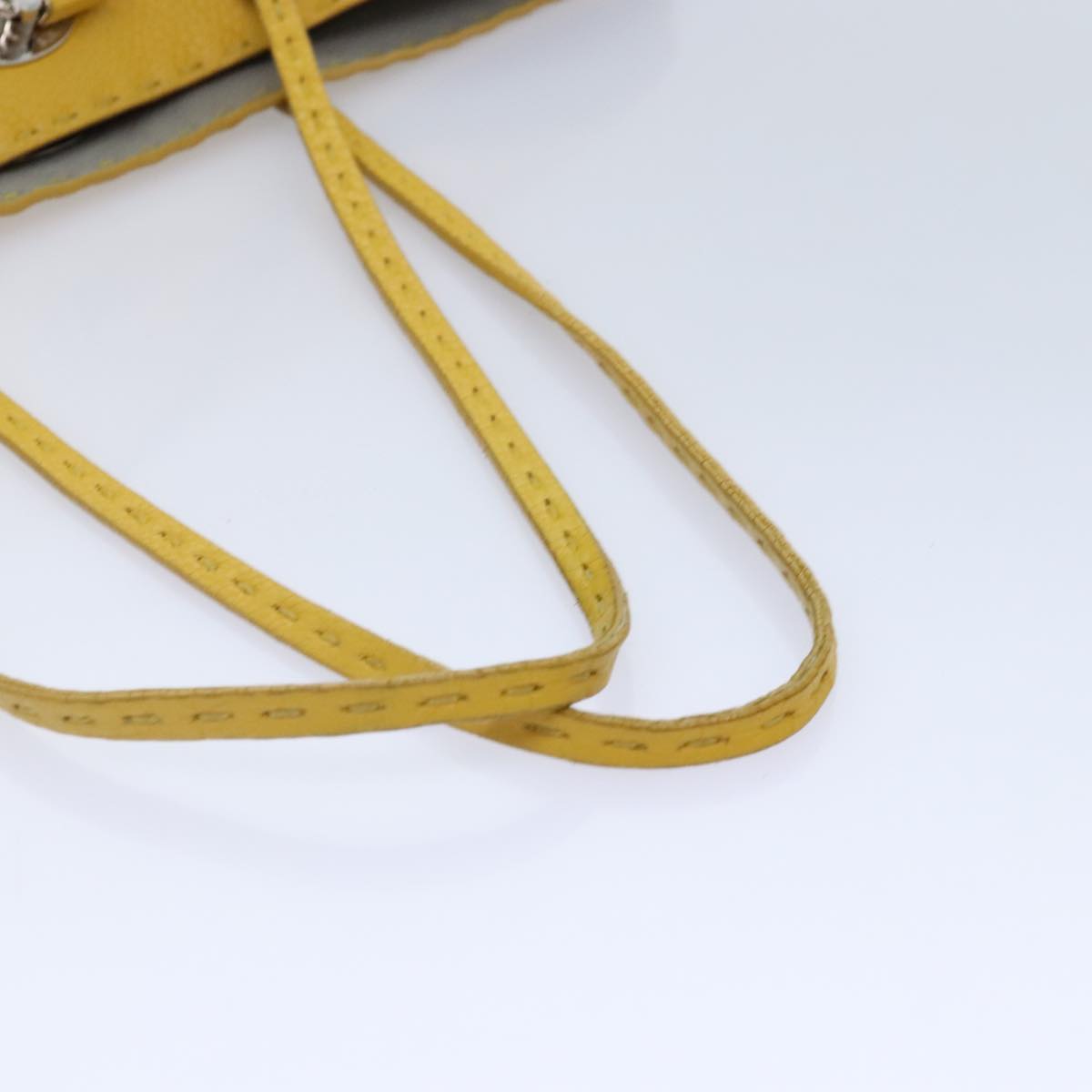 FENDI Celeria Tote Bag Leather Yellow Silver yk15014