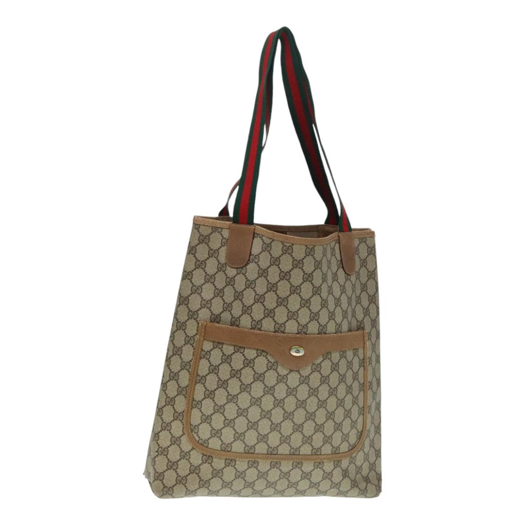GUCCI GG Supreme Web Sherry Line Tote Bag PVC Beige Red 39 02 003 yk15019