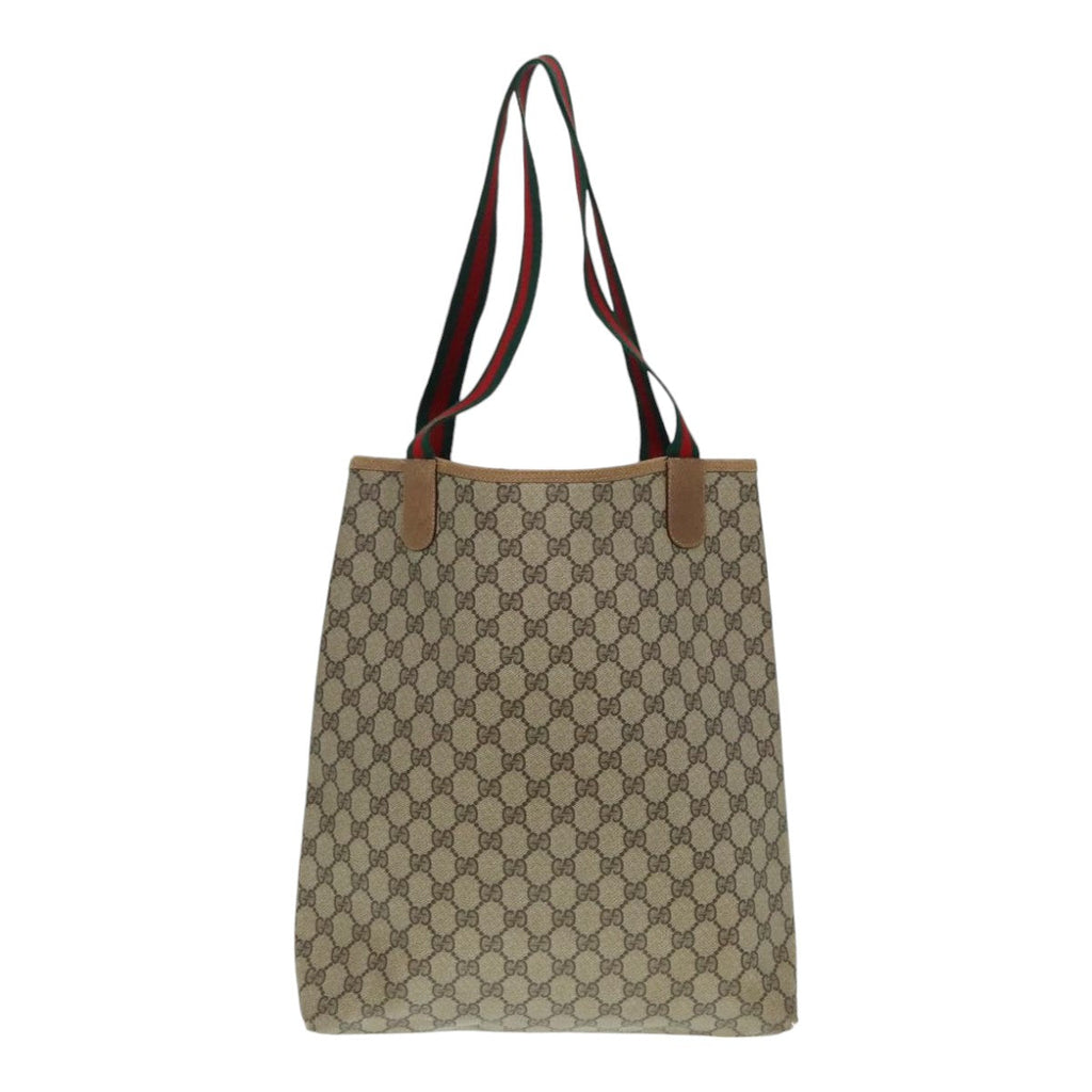 GUCCI GG Supreme Web Sherry Line Tote Bag PVC Beige Red 39 02 003 yk15019