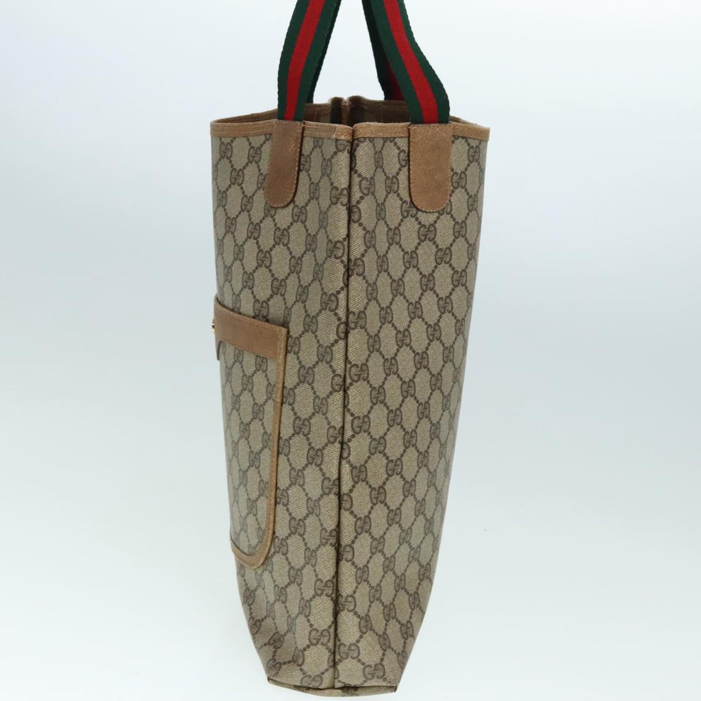 GUCCI GG Supreme Web Sherry Line Tote Bag PVC Beige Red 39 02 003 yk15019