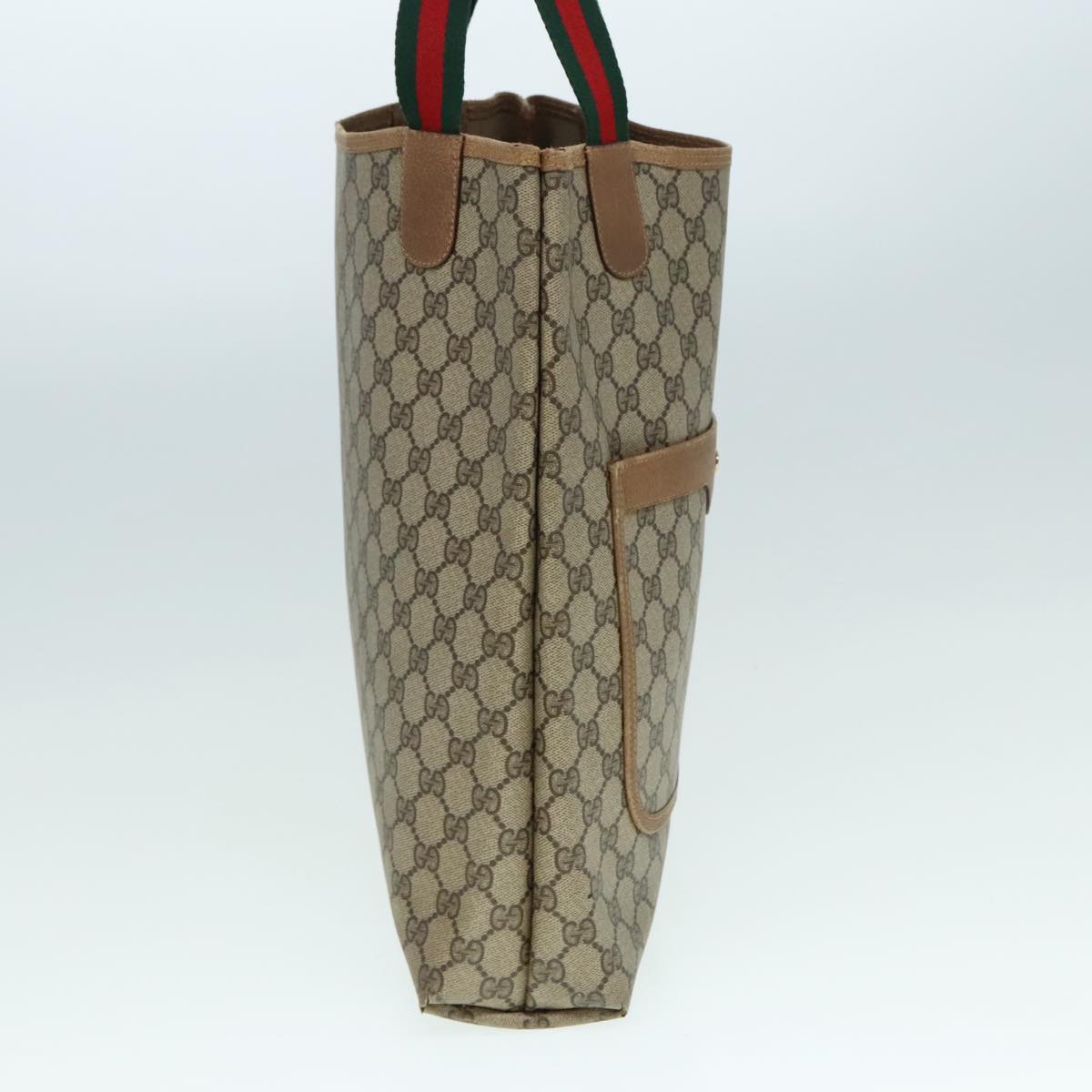 GUCCI GG Supreme Web Sherry Line Tote Bag PVC Beige Red 39 02 003 yk15019
