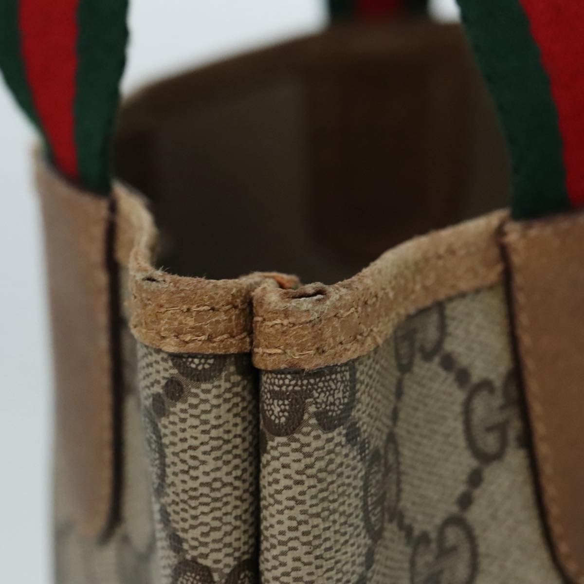 GUCCI GG Supreme Web Sherry Line Tote Bag PVC Beige Red 39 02 003 yk15019