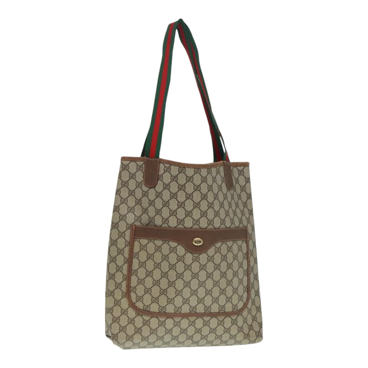 GUCCI GG Supreme Web Sherry Line Tote Bag PVC Beige Red 89 02 003 yk15020