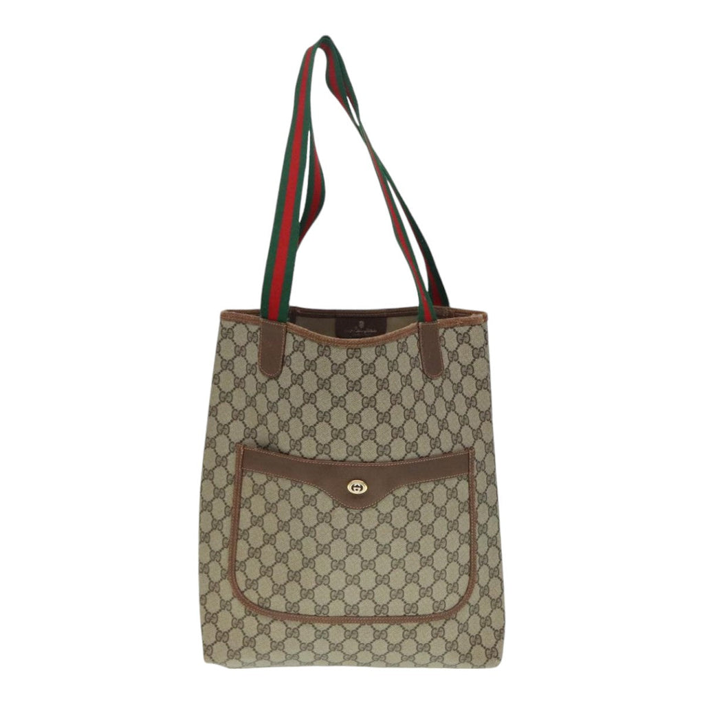 GUCCI GG Supreme Web Sherry Line Tote Bag PVC Beige Red 89 02 003 yk15020