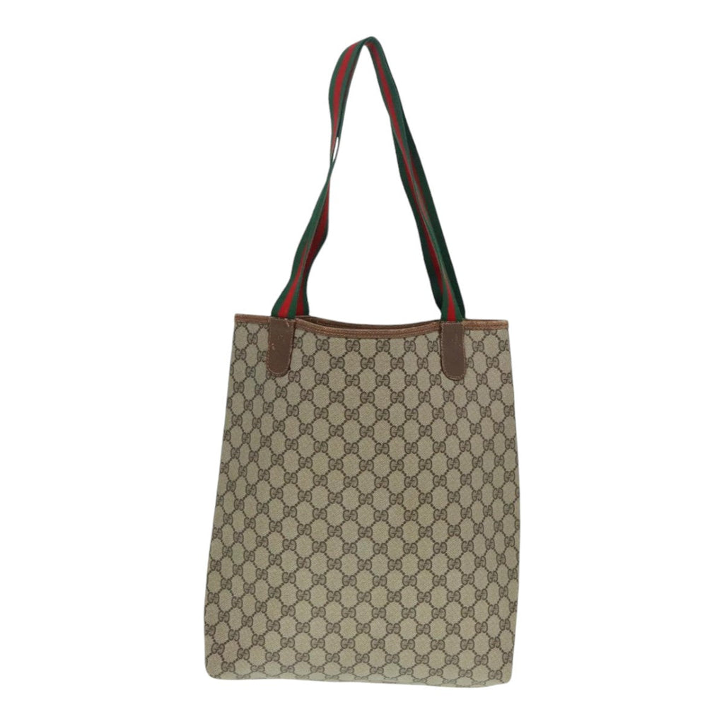 GUCCI GG Supreme Web Sherry Line Tote Bag PVC Beige Red 89 02 003 yk15020