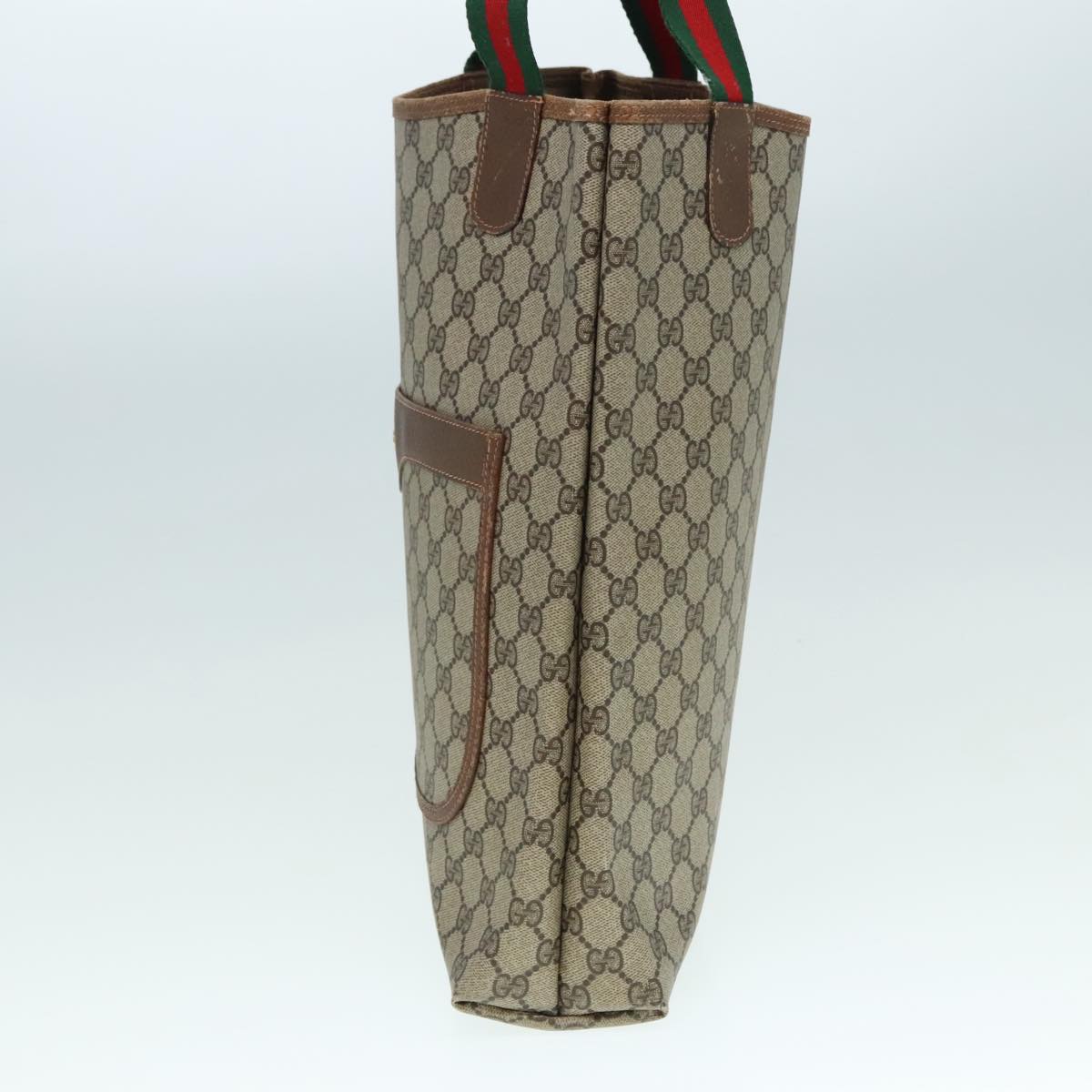 GUCCI GG Supreme Web Sherry Line Tote Bag PVC Beige Red 89 02 003 yk15020