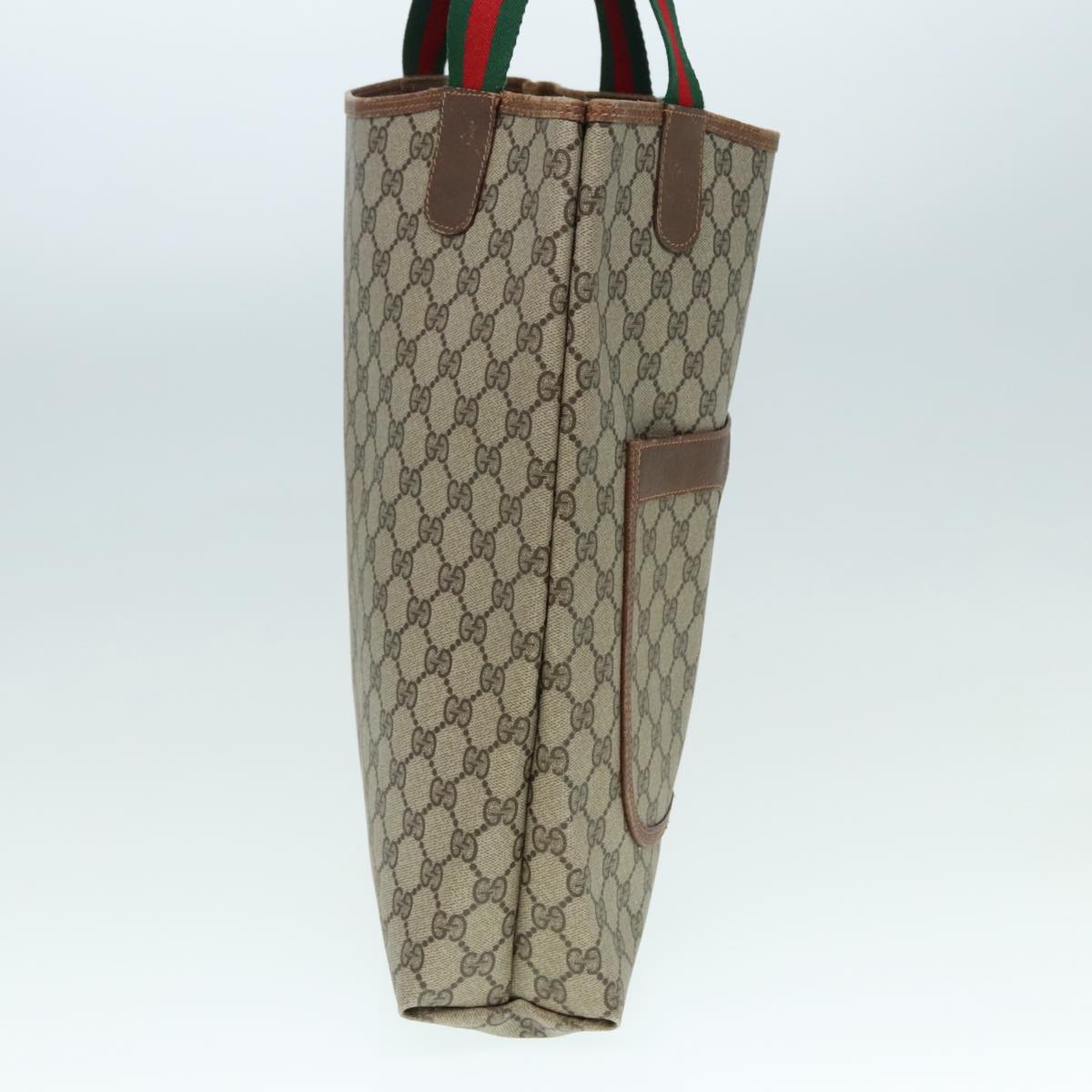 GUCCI GG Supreme Web Sherry Line Tote Bag PVC Beige Red 89 02 003 yk15020