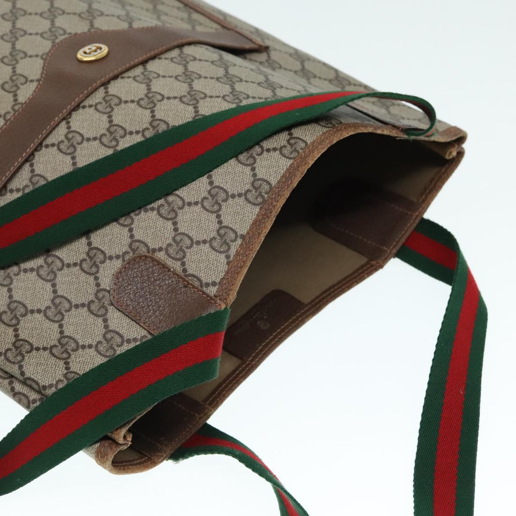 GUCCI GG Supreme Web Sherry Line Tote Bag PVC Beige Red 89 02 003 yk15020