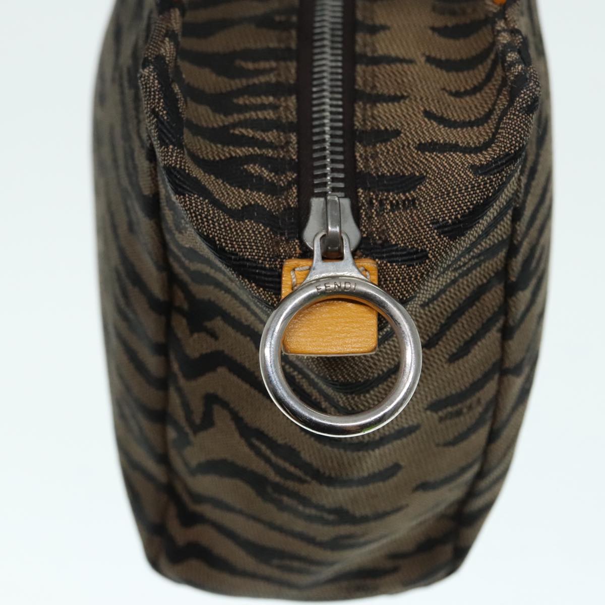 FENDI Hand Bag Canvas Brown Silver yk15027
