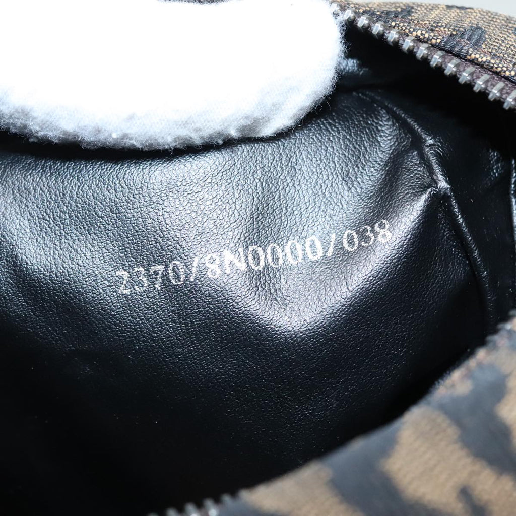 FENDI Hand Bag Canvas Brown Silver yk15027