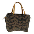 FENDI Hand Bag Canvas Brown Silver yk15027