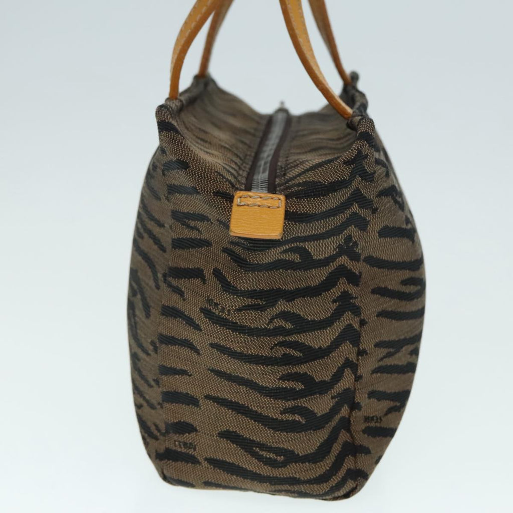 FENDI Hand Bag Canvas Brown Silver yk15027