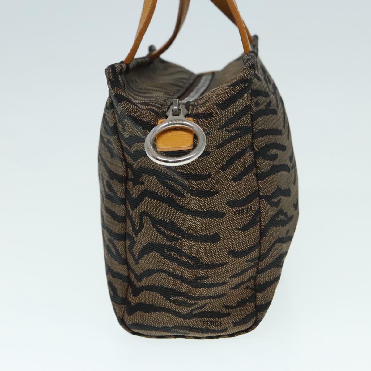 FENDI Hand Bag Canvas Brown Silver yk15027
