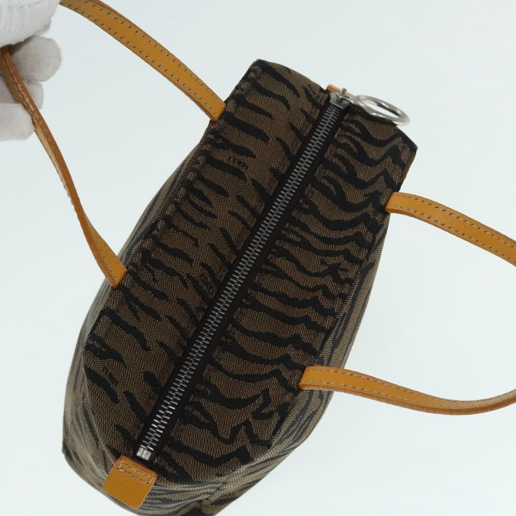 FENDI Hand Bag Canvas Brown Silver yk15027