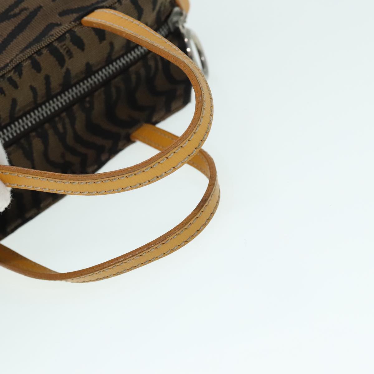 FENDI Hand Bag Canvas Brown Silver yk15027
