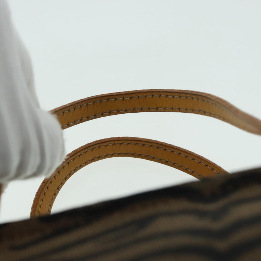 FENDI Hand Bag Canvas Brown Silver yk15027