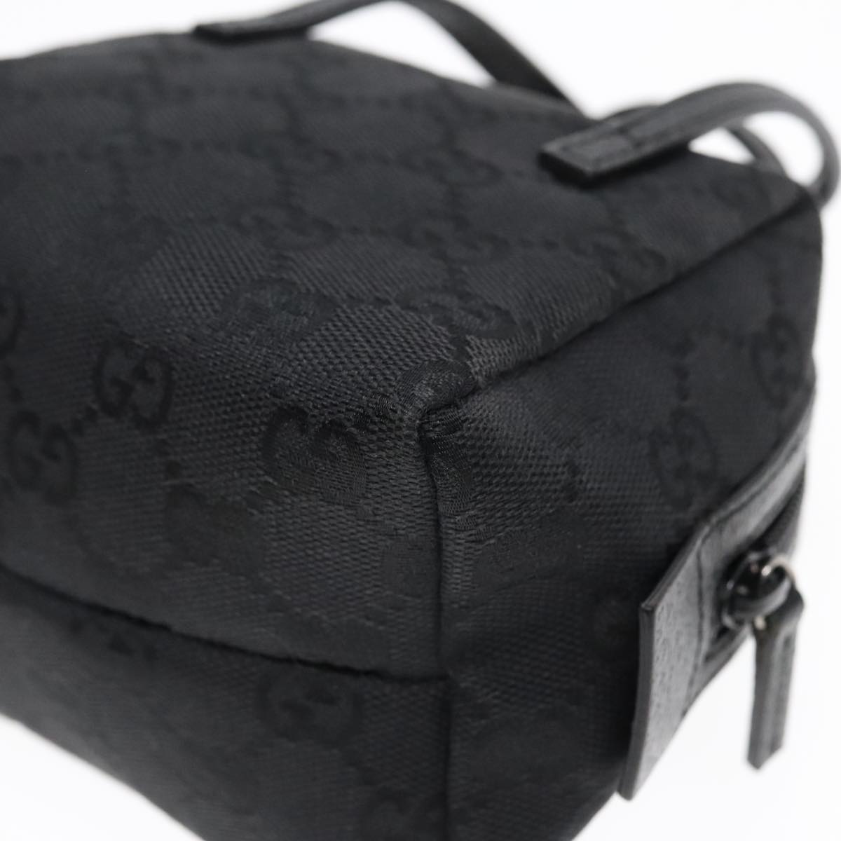 GUCCI GG Canvas Mini Hand Bag Black Silver 124541 yk15028