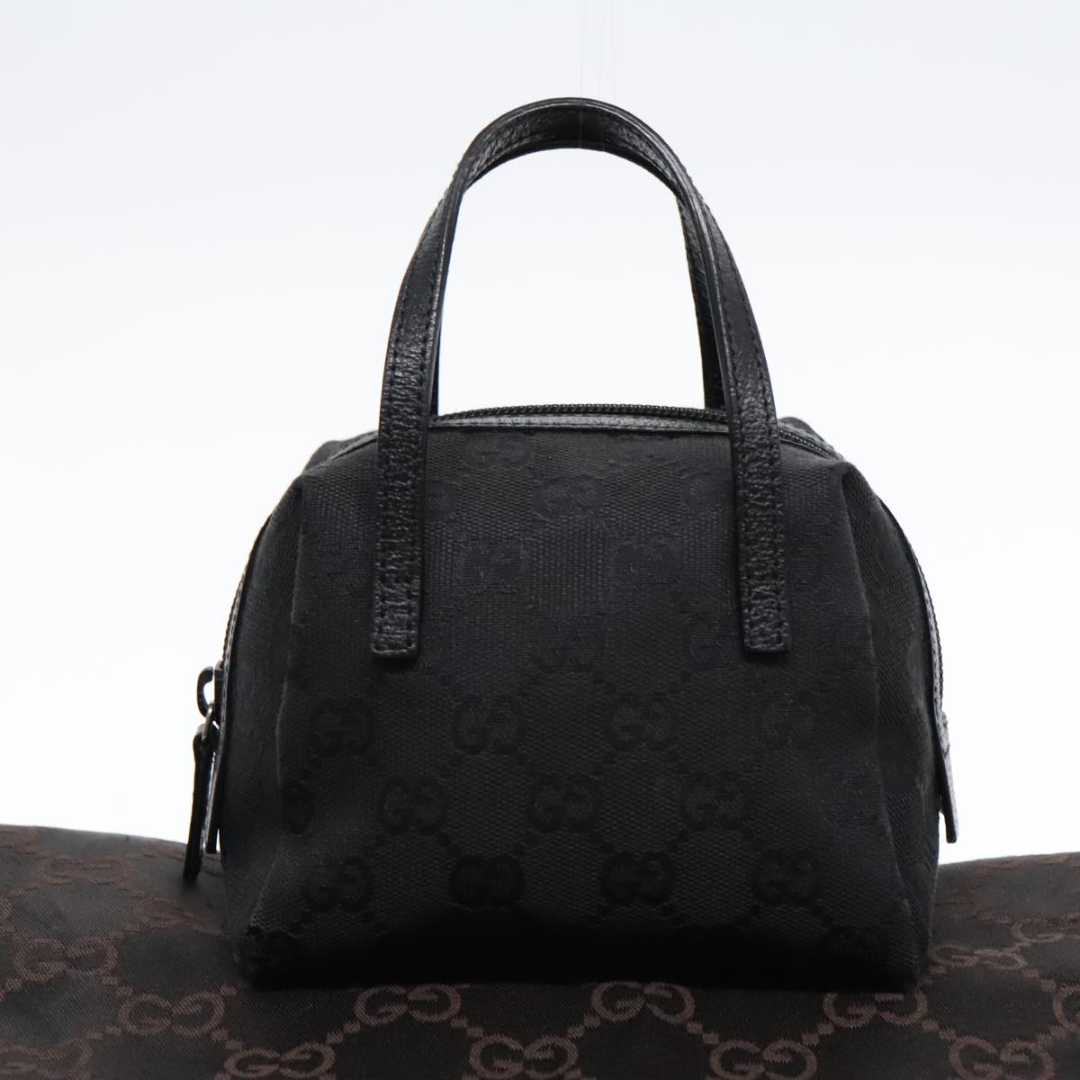 GUCCI GG Canvas Mini Hand Bag Black Silver 124541 yk15028