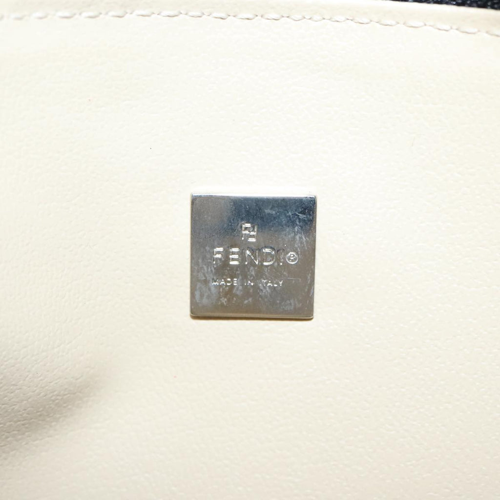 FENDI Zucca Canvas Hand Bag Silver Black yk15030
