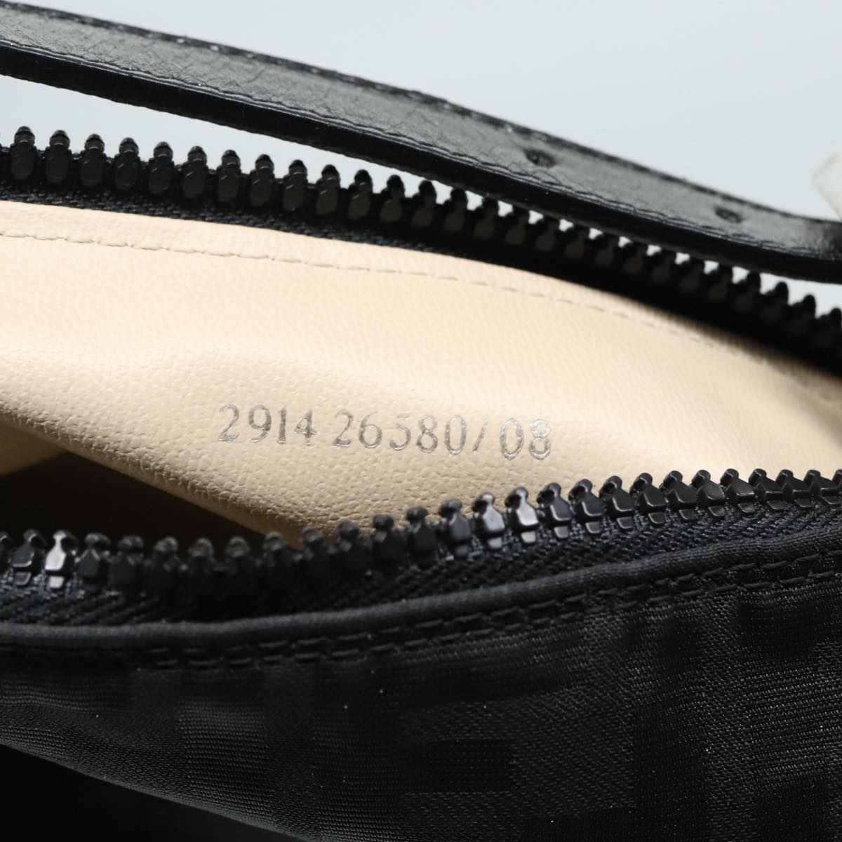 FENDI Zucca Canvas Hand Bag Silver Black yk15030
