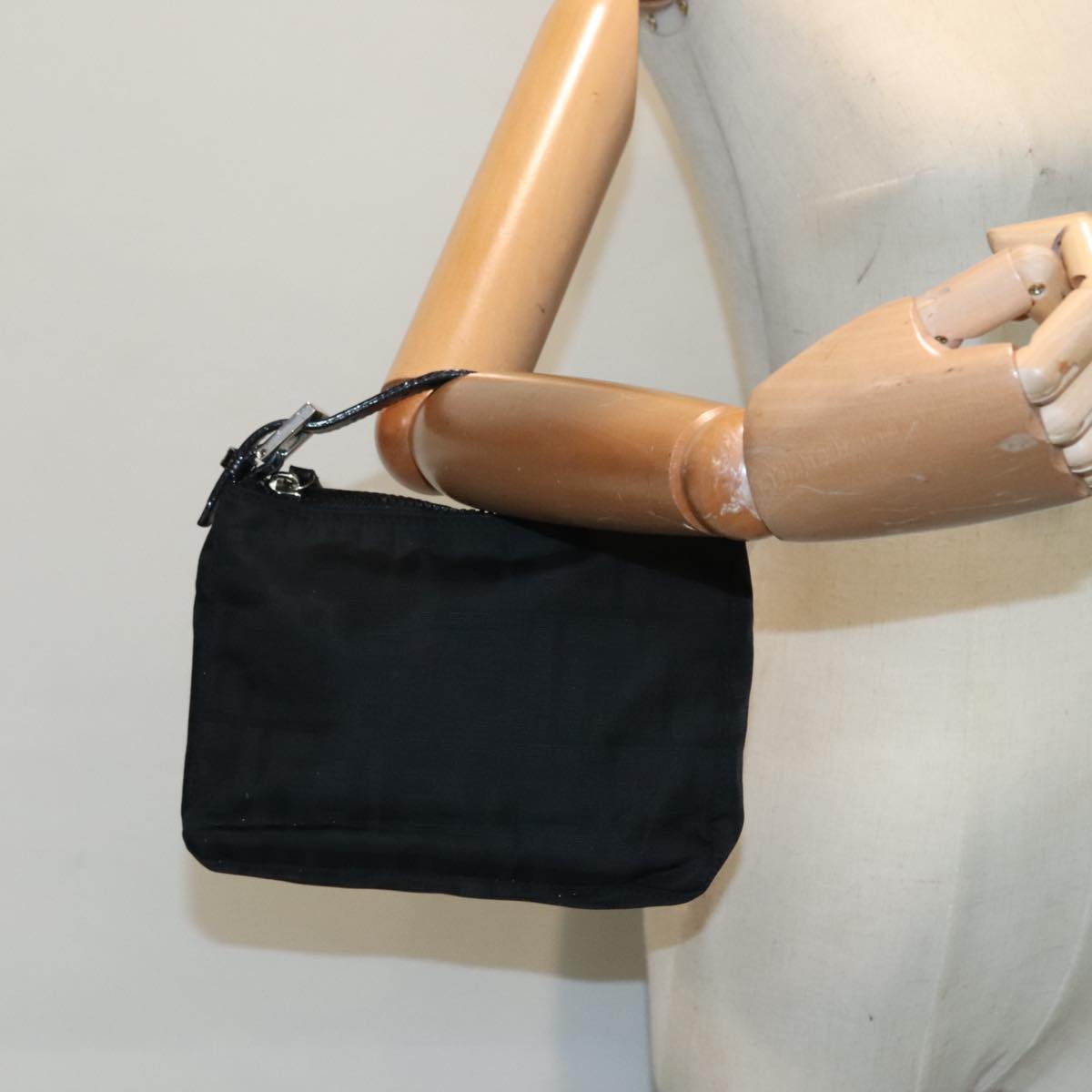 FENDI Zucca Canvas Hand Bag Silver Black yk15030