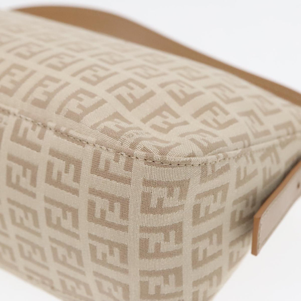 FENDI Zucchino Canvas Mamma Baguette Shoulder Bag Beige Gold yk15046A
