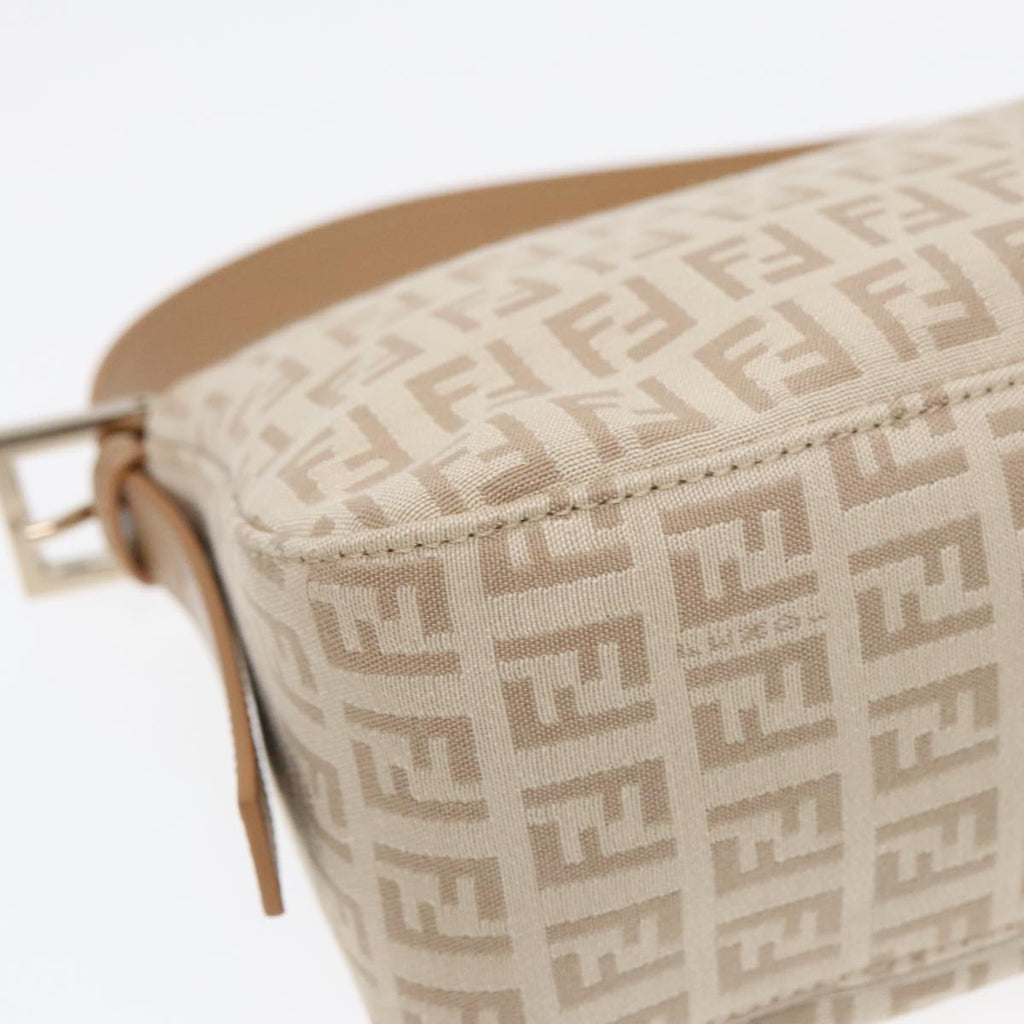 FENDI Zucchino Canvas Mamma Baguette Shoulder Bag Beige Gold yk15046A