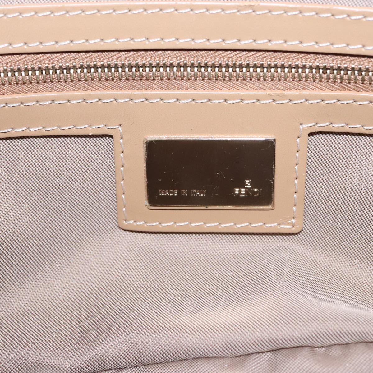 FENDI Zucchino Canvas Mamma Baguette Shoulder Bag Beige Gold yk15046A